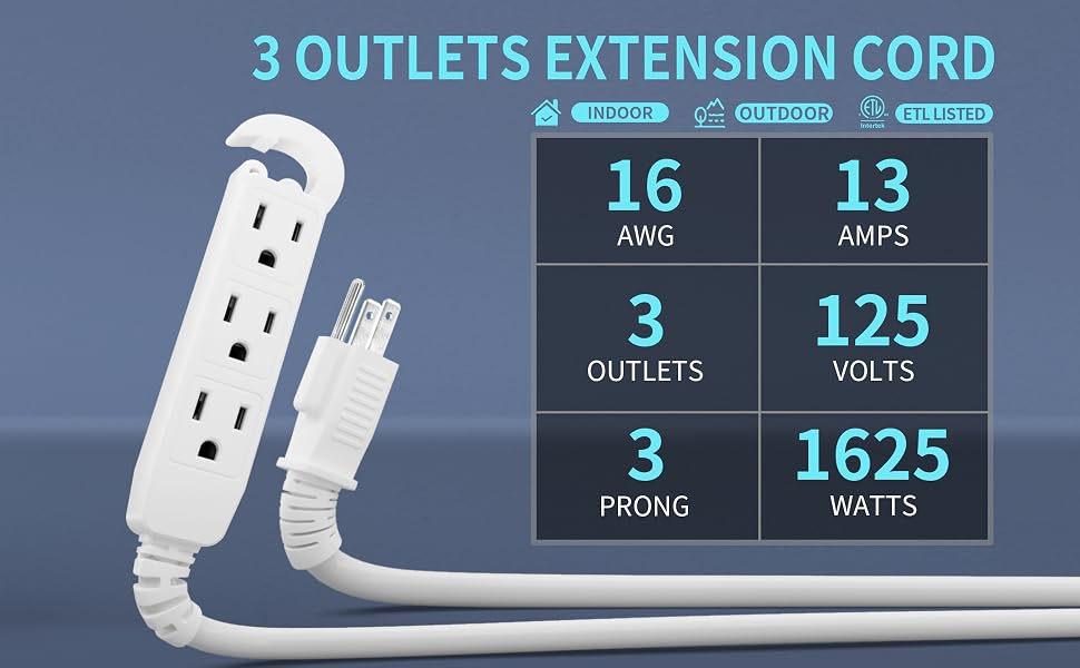 3 Outlet Extension Cord 1