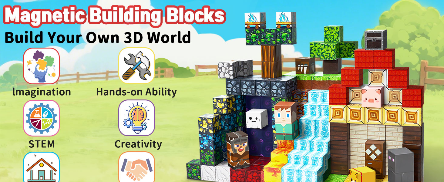 magnetic blocks for kids, 0.8in magnetic building block toys Magnet cubes game magnetic tiles