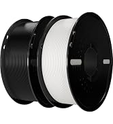 Miailuy 3D Printer Filament 1.75mm 1White1Black(2pcs) PLA+ Filament Accuracy +/- 0.02mm, 1kg Spoo...