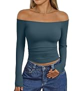 Trendy Queen Womens Off The Shoulder Tops Going Out Basic Sexy T Shirts | Long Sleeve Tops,Cute C...