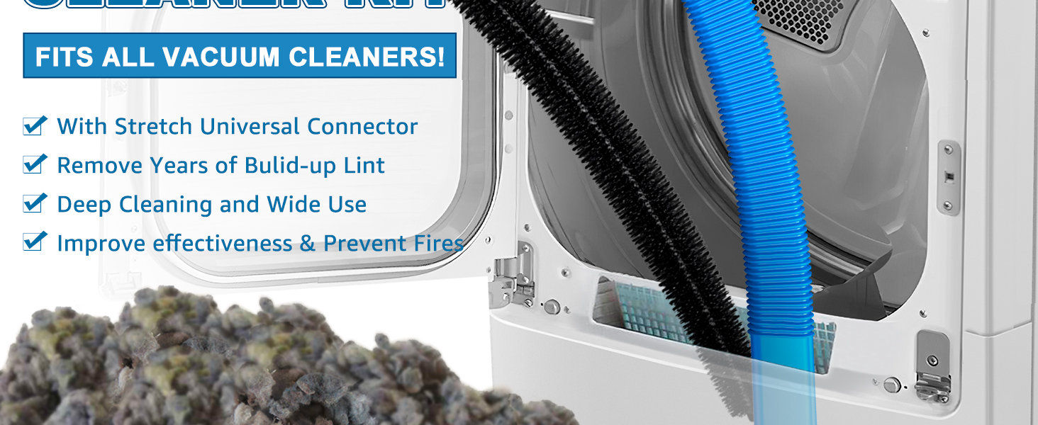 dryer vent cleaner kit with Stretch Universal Connector