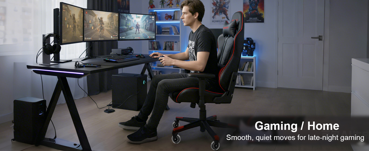 gaming chair casters, smooth quiet movement