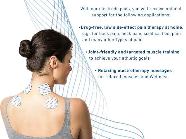 Electrodes can be used for TENS pain management, muscle stimulation and massages