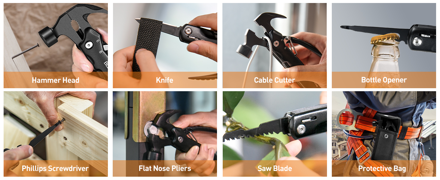 12 in 1 hammer multitool anniversary birthday gifts for men camping essentials survival gear tools