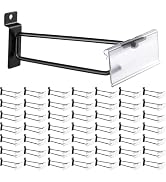 Suntree Heavy Duty 8" Slatwall Hooks with Label Holder, 50 Pack Double-Bar Black Metal Slatwall P...