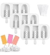 3 Set Popsicle Molds,Pack Homemade Cakesicles Silicone Mould,3 Cavities Ice Cream Oval Cake Pop M...