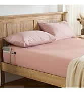 Entisn Pure Cotton Fitted Sheets with Pockets on Side, 400 Thread Count Queen Cotton Fitted Sheet...