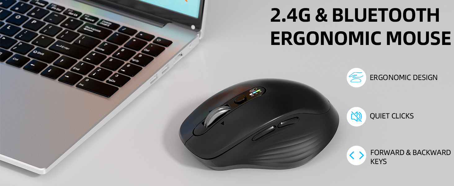 Wireless Bluetooth &amp;amp; USB Multi-Device Ergonomic Mouse
