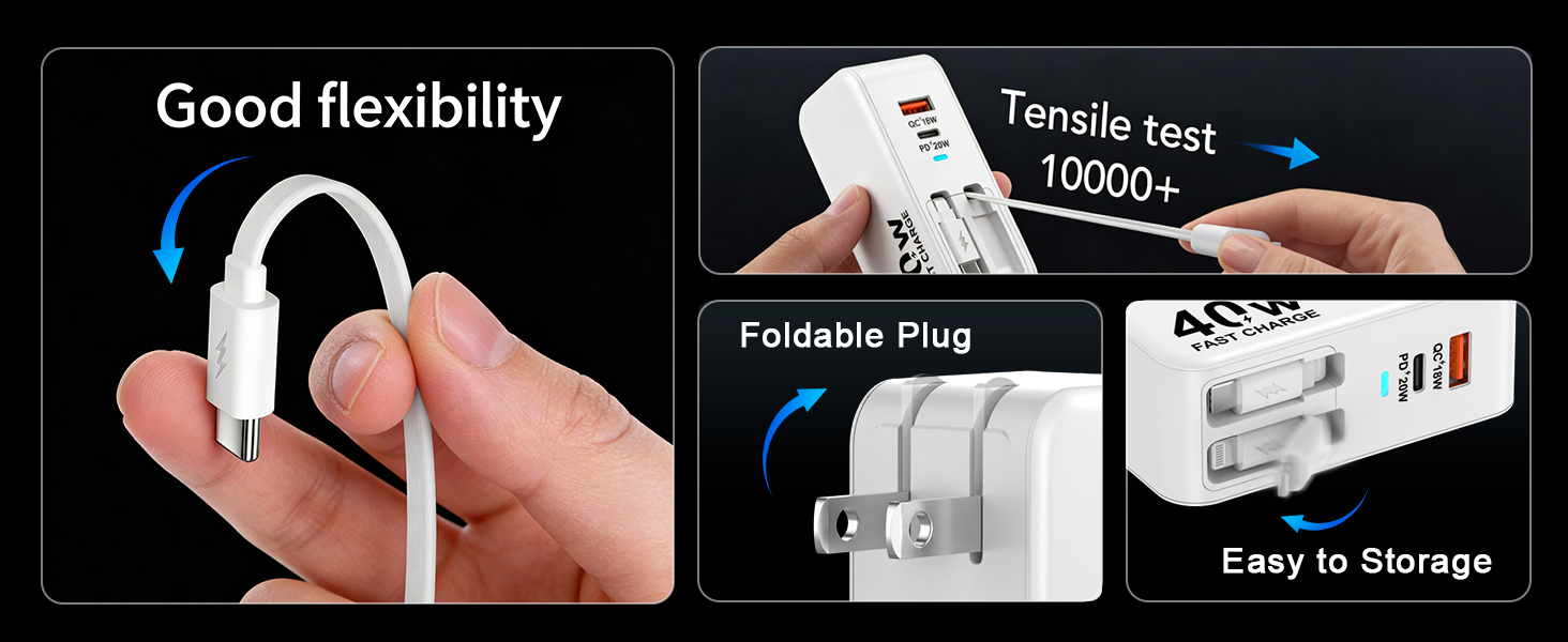 4-in-1 Retractable Wall Charger