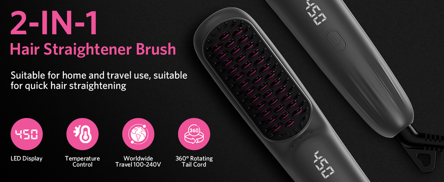 2-IN-1 Hair Straightener Brush