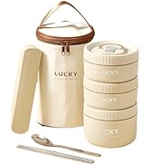 Ausenzup Stainless Steel Lunch Box, 3-Tier Insulated Bento Box Microwave Safe Soup Bowl for Adult...