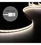 5V USB LED Strip 4.9ft-480LEDs White LED Strip Lights 4000K CRI85+ COB LED Strip Lights, Flexible...