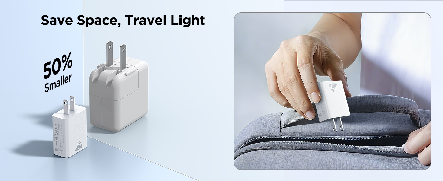 The usb wall plug charger&amp;#39;s compact and portable design effectively saves you space