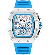 FANMIS Fashion Hollowed Men Watches Tonneau Skeleton Dial Big Face Waterproof Chronograph Fashion...