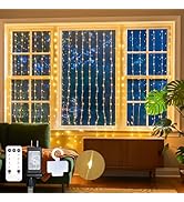 suddus Tangle-Free Curtain Lights,200 LED 6.5x6.5ft Hanging Lights with Hooks, Curtain Lights for...