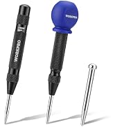 WORKPRO 2PCS Automatic Center Punch, Adjustable Spring Loaded Center Punch | Extra Replacement Ti...