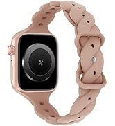 Silicone Braided Band Compatible with Apple Watch 38mm 40mm 41mm 42mm 44mm 45mm 46mm 49mm Women, ...