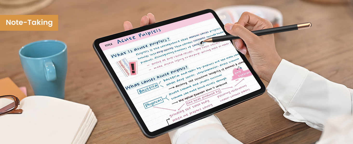 The tablet stylus is perfect for note-taking