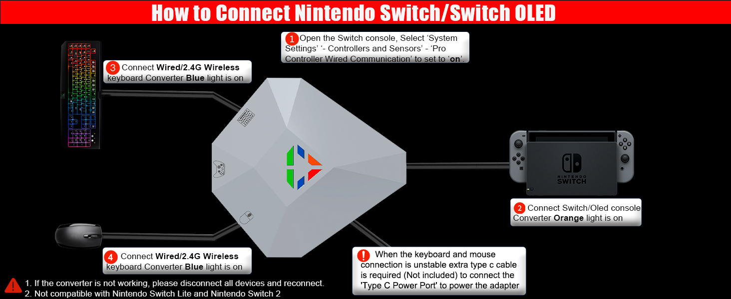 keyboard and mouse Converter for Nintendo Switch
