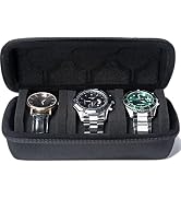 AUKURA 3 Slot Hard Watch Travel Case, Watch Roll Case Storage and Organizer for Men and Women, wi...