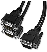 XANHAM DB9 Y Splitter 1.5 Feet 1 Female to 2 Male 9 Pin Straight Through RS232 Serial Cable Split...