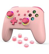 RALAN Pink Wireless Pro Controller Compatible with Nintendo Switch/OLED/Lite, with LED Color Ligh...