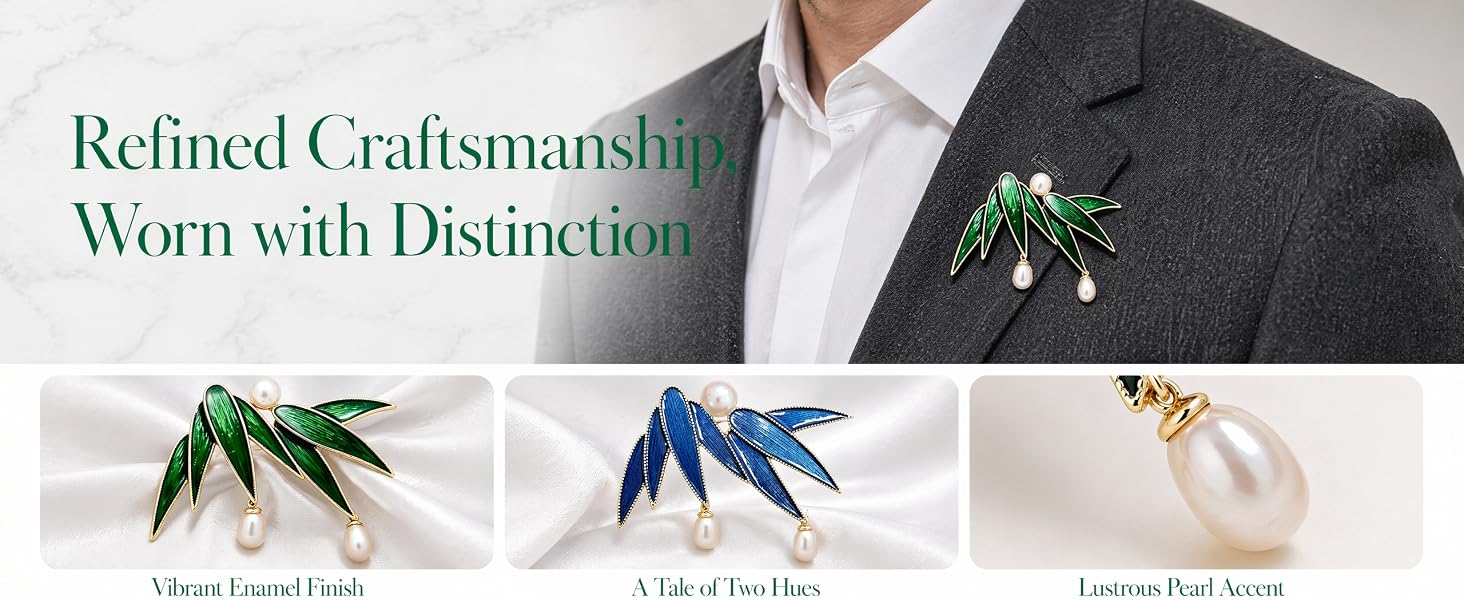  Oriental Chinese Style Faux Pearl Drop Lapel Pin,