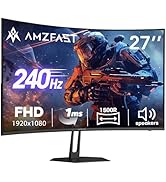 Amzfast 27 inch 240Hz Curved Monitor, FHD 1080p Gaming Monitor, Built-in Speakers, FreeSync, MPRT...