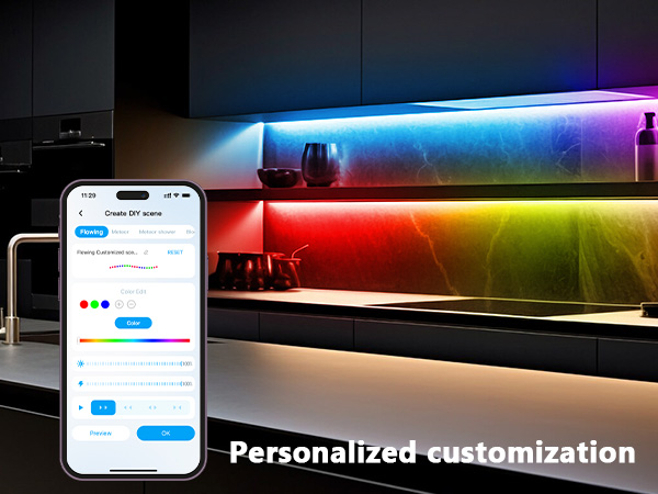 Smart RGB COB LED IC Strip Lights, Addressable High Density Flexible with Remote &amp; App Control