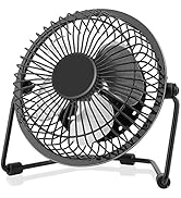 Yeedie 4 Inch Small USB Desk Fan, Mini Quiet Fan with Metal Construction &amp; 360°Adjustable Tilt An...