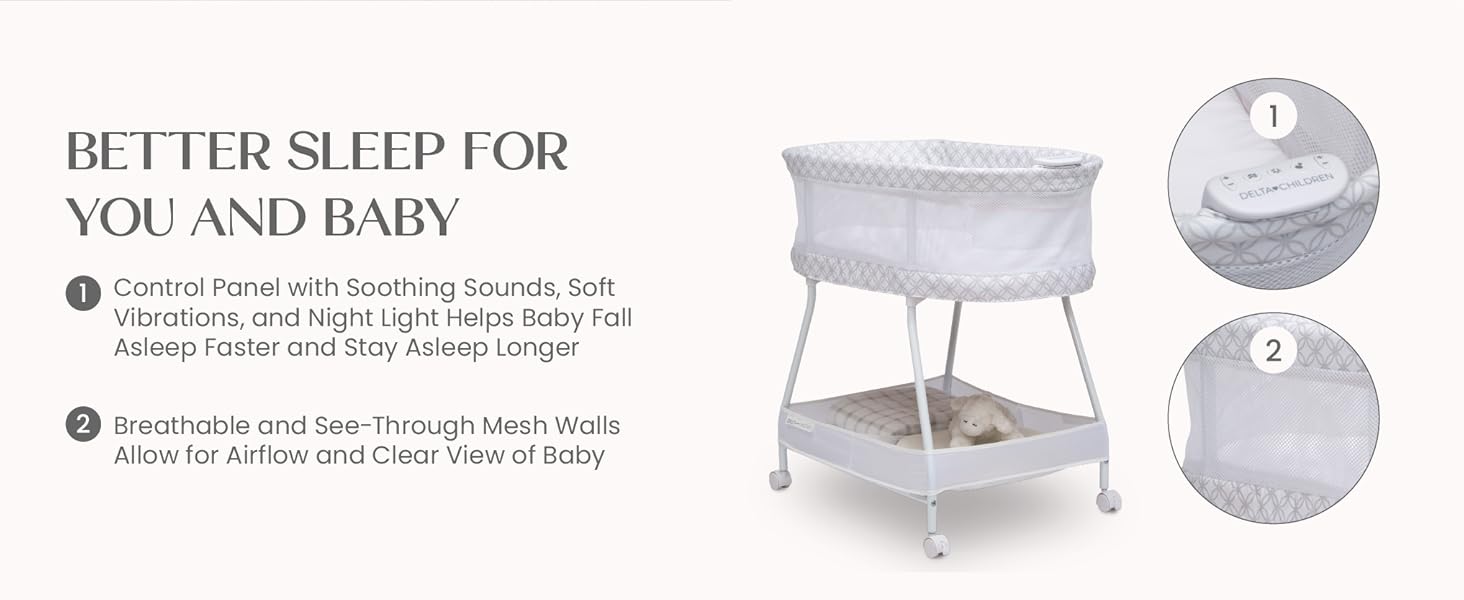 Bondi Adjustable Height Bedside Beechwood Bassinet, Tan