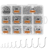 UCEC Octopus Hooks Saltwater Freshwater, Small Fishing Hooks 1000/400/ 150PCS Barbed Catfish Bend...