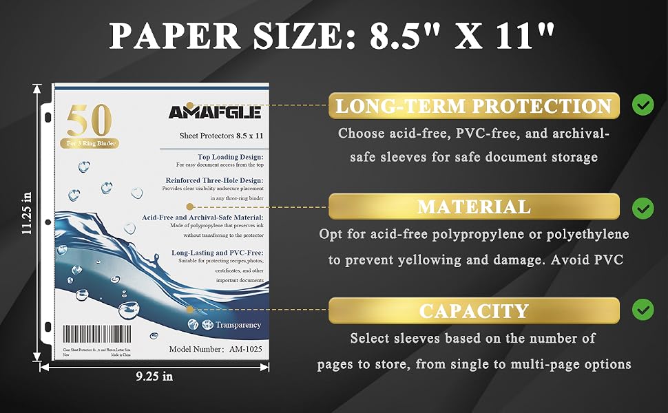 page protectors for 3 ring binder
