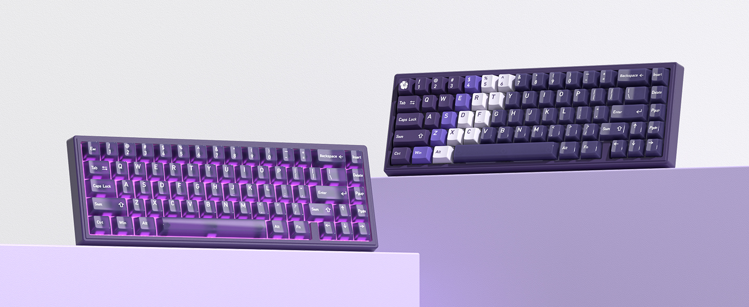 Purple Keyboard Keycaps Jelly,Cute Clear Keycaps PBT/PC, Transparent Custom keycap dye sub key caps