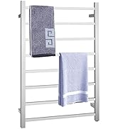 Tangkula Towel Warmer 8 Bars, Wall Mounted Electric Heated Towel Rack, Plug-in Polished 304 Stain...