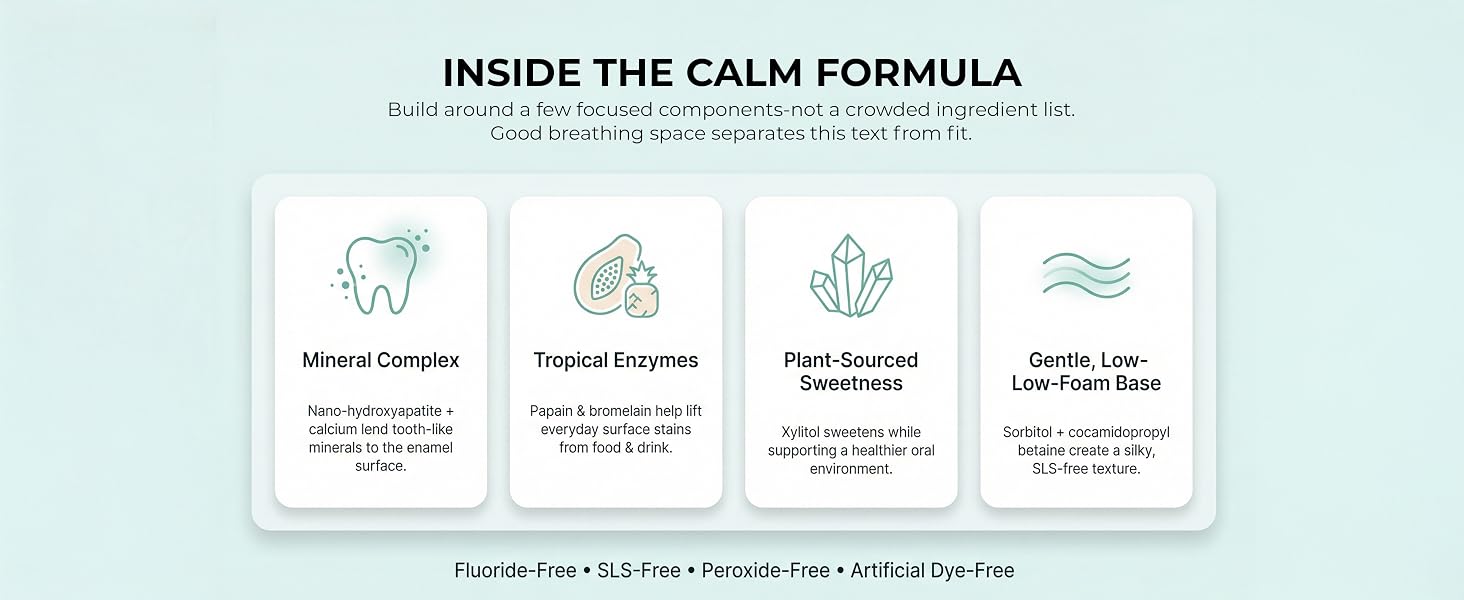 MasterMedi “Inside the Calm Formula” graphic with four key ingredient pillars