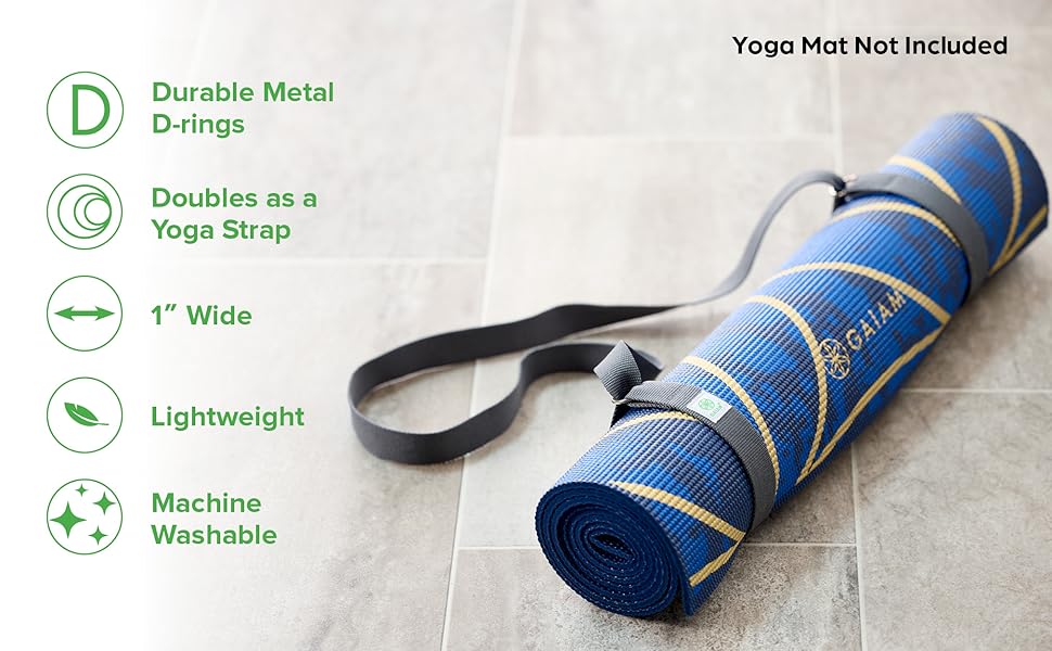 Gaiam thick yoga mat strap, yoga accessories for women, yoga strap