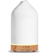 URPOWER 180ML Ceramic Essential Oil Diffuser, Ultrasonic Aromatherapy Diffuser with 7-Color Light...