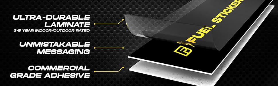 Commercial Grade Labels. Proprietary Adhesive. Laminate. Vinyl. Clear. Concise. Resistant. Outdoor