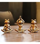 Smadeer Bronze Frog Figurines, 3-Piece Yoga Decor Set, Antique Bronze Color, Handmade Home Decora...