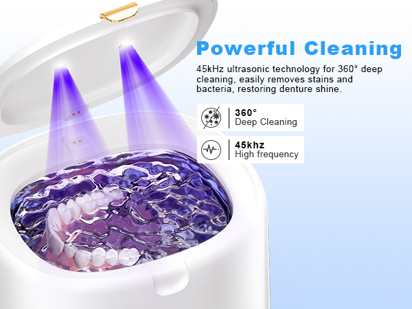 VIVIZEN Ultrasonic Retainer Cleaner, Sonic Dental Cleaning Machine for Dentures
