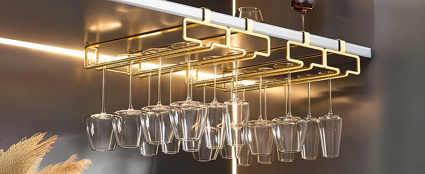 wine glass rack hanger organizer under cabinet metal wine glass holder stemware
