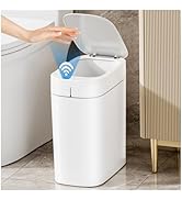 MOPALL Rechargeable Bathroom Trash Can,Motion Sensor Trash Can Automatic Touchless,White 3.5 Gall...