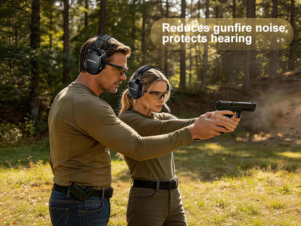 Reduces gunfire noise protects hearing