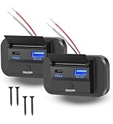 2 PCS 54W WNNBTOVN Panel Wall Mount USB C Car Charger Socket with Switch,Cigarette Lighter USB Ch...