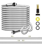 SPECILITE Expandable Garden Hose 50 FT, 304 Stainless Steel Heavy Duty Metal Water Pipe with Adju...