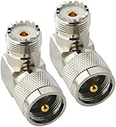 BOOBRIE UHF Connector Right Angle Coax Connector UHF Male Plug PL259 to UHF Female Jack SO239 90 ...