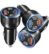 USB C Car Charger 3 Pack, Bangfun 4-Port 65W Dual 12V USB-C &amp; USB A Car Charger Power Adapter QC+...