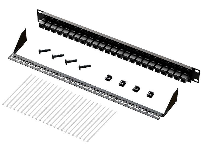 24 Port RJ45 Through Coupler 1U Cat6 Patch Panel