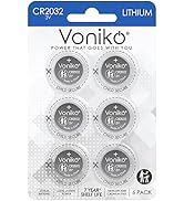 Voniko 3 Volt CR2032 Battery 6 Pack – Lithium Batteries – 2032 Button Battery Flat – 7 Years Shel...